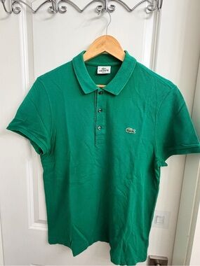 2 Lacoste Men's Emerald Green & Burgundy Piqué Polo Shirt